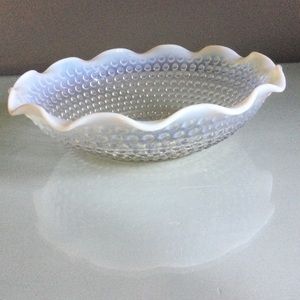 Fenton Moonstone Hobnail Glass Serving Bowl With Fluted Edge